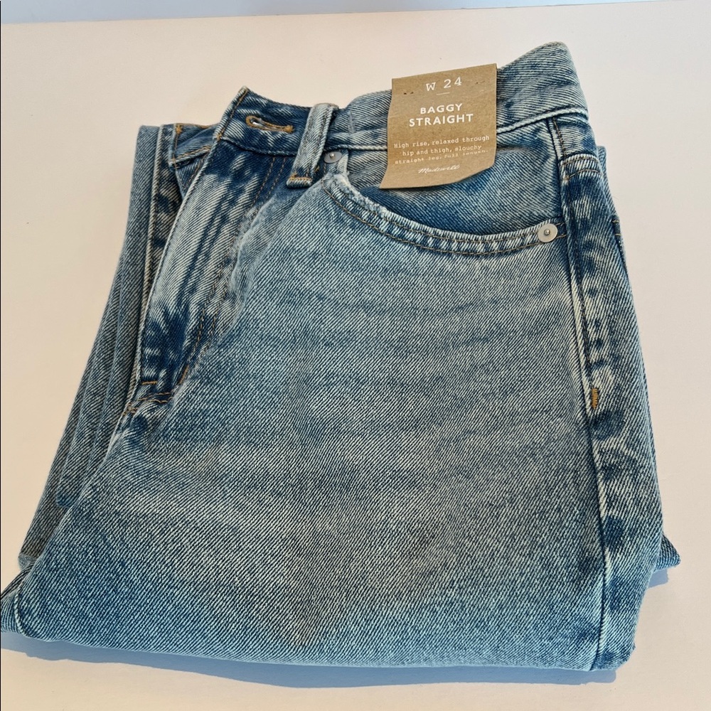 NWT. MADEWELL Baggy Straight Jeans, Size 24